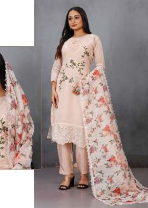 Designer Readymade Orgenza Work Embroidery And Khatli Work Pakistani Suit Light Pink Color DN 1018