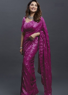 Designer Sequence Saree BT DN 1022 Wine