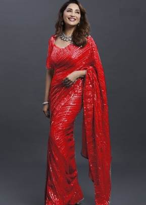 Designer Sequence Saree BT DN 1022 Red