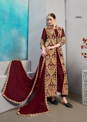 Designer Straight Plain Georgette With Koti Pakistani Suit Maroon Color SN DN 24002