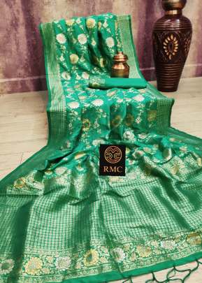 Dolphin Pure Dola Silk Fabric Ethnic Designer Silk Saree Rama Green Color