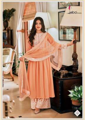 Eba Lifestyle Dil Noor Foux Georgette With Embroidery Work Palazzo Suits Orange Color DN 1343