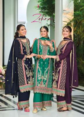 Eba Lifestyle Zohra Chinon Embroidered Ready Made Suits Collection