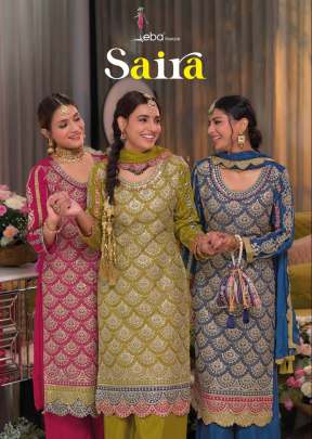 Eba LifeStyle Saira Chinon With Embroidery Work Readymade Suits Suit