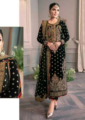 Exclusive Designer Georgette Heavy Embroidery Work Pakistani Suit Black Color R DN 554