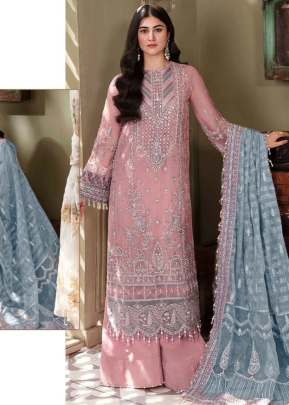 Exclusive Designer Georgette Heavy Embroidery Work Pakistani Suit Pink Color R DN 555