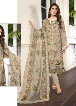 Exclusive Designer Georgette Heavy Embroidery Pakistani Suit Cream Color DN 575