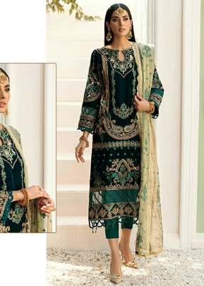 Exclusive Designer Georgette Heavy Embroidery Pakistani Suit Green Color DN 546