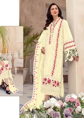 Exclusive Designer Georgette Heavy Embroidery Pakistani Suit Sky Light Yellow Color DN 540 NX