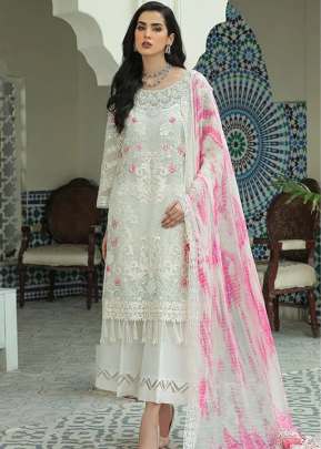 Exclusive Designer Heavy Faux Georgette With Embroidery Sequence Work Pakistani Suit White And Pink Color DN 1004