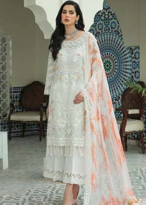 Exclusive Designer Heavy Faux Georgette With Embroidery Sequence Work Pakistani Suit White And Orange Color DN 1004