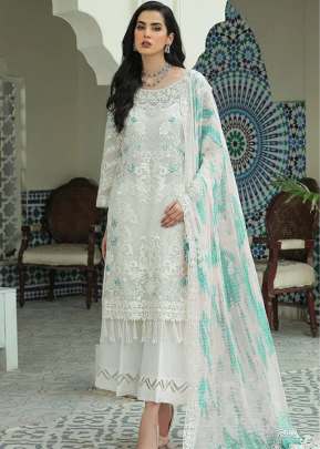 Exclusive Designer Heavy Faux Georgette With Embroidery Sequence Work Pakistani Suit White And Sky Color DN 1004