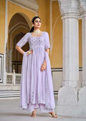 Exclusive Embroidered Georgette Stitched Designer Nayra Cut Suits Lavender Color DN 4881