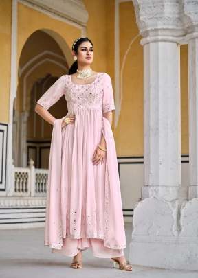 Exclusive Embroidered Georgette Stitched Designer Nayra Cut Suits Pink Color DN 4891