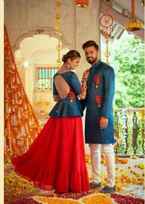 Exclusive Festival Navratri Special Couple Collection Teal Blue And Red Color DN 2131-2101