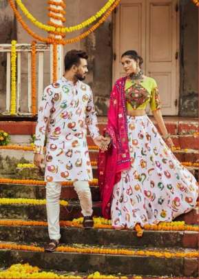 Exclusive Festival Navratri Special Couple Collection White And Pink Color DN 2133-2122