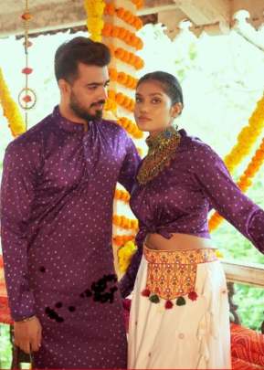 Exclusive Festival Navratri Special Couple Collection Purple And White Color DN 2134-2103