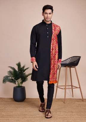 Exclusive Festival Wear Kurta With Payjama Collection Black Color DN 6001