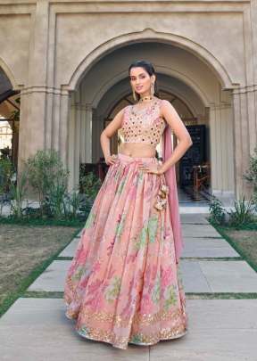 Exclusive Georgette Embroidered Print With Sequence Work Bridal Lehenga Choli Pink Color DN 2301