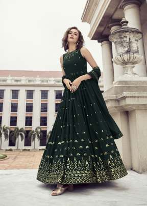 Exclusive Georgette Sequence Embroidered Work Anarkali Gown Green Color DN 4811