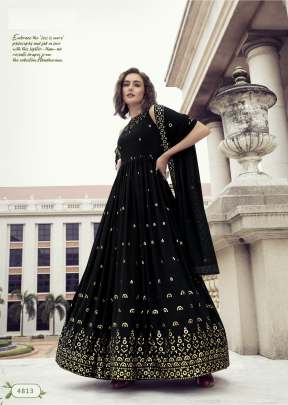 Exclusive Georgette Sequence Embroidered Work Anarkali Gown Black Color DN 4813