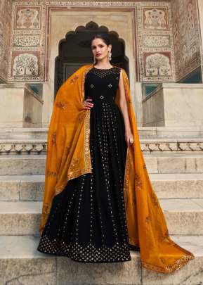 Exclusive Georgette Thread And Sequence Embroidered Anarkali Gown Black Color DN 4852