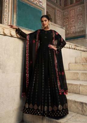 Exclusive Georgette Thread And Sequence Embroidered Anarkali Gown Black Color DN 4857