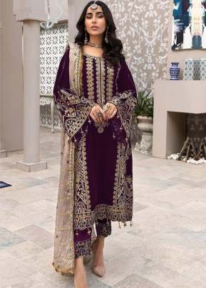 Exclusive Heavy Faux Georgette With Embroidery Work Pakistani Suit Wine Color DN 9104