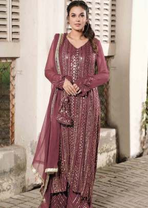 Exclusive Heavy Faux Georgette With Embroidery Double Sequence Work Pakistani Suit Pink Color DN 1002 E