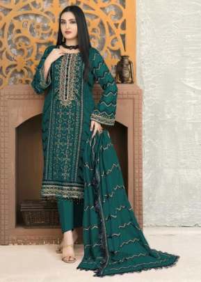 Exclusive Heavy Faux Georgette With Chain Stitch Work With Sequence Work Pakistani Suit Blue Color DN 1008