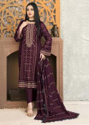 Exclusive Heavy Faux Georgette With Chain Stitch Work With Sequence Work Pakistani Suit Wine Color DN 1008