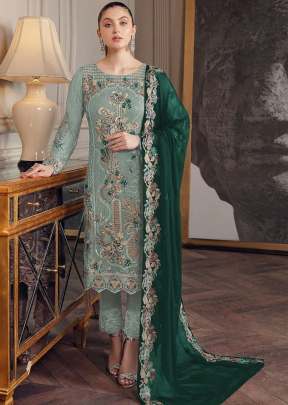 Exclusive Heavy Faux Georgette With Embroidery Sequence Work Pakistani Light Pista Color DN 1011