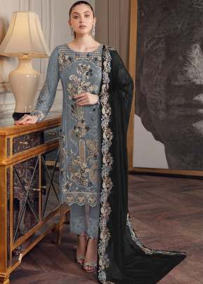 Exclusive Heavy Faux Georgette With Embroidery Sequence Work Pakistani Grey Color DN 1011