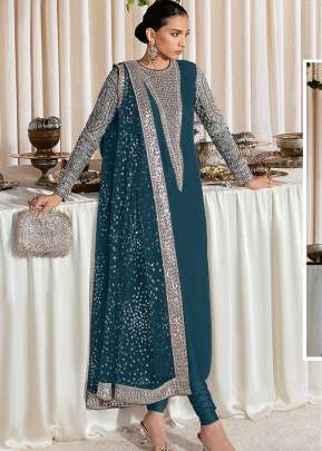 Exclusive Heavy Faux Georgette With Embroidery Sequence Work Pakistani Suit More Peach Color DN 1026