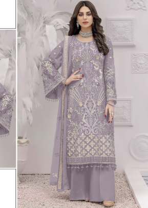 Exclusive Heavy Faux Georgette With Embroidery Sequence  Work Pakistani Suit Light Purple Color DN 1031