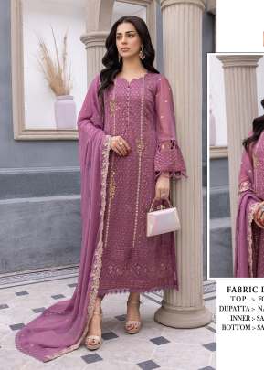 Exclusive Heavy Faux Georgette With Embroidery With Sequence Work Pakistani Suit Rare Purple Color DN 1038