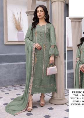 Exclusive Heavy Faux Georgette With Embroidery With Sequence Work Pakistani Suit Pista Color DN 1038