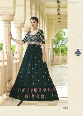 Exclusive Sequence Embroidered Work Anarkali Gown Green Color DN 4782