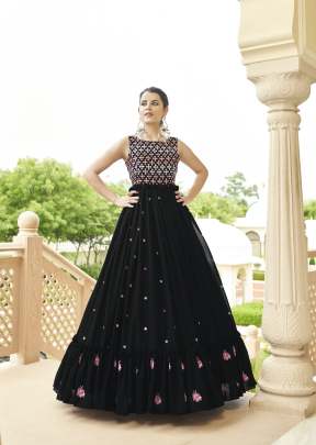 Exclusive Sequence Embroidered Work Anarkali Gown Black Color DN 4784