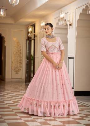 Exclusive Sequence Embroidered Work Anarkali Gown Pink Color DN 1471