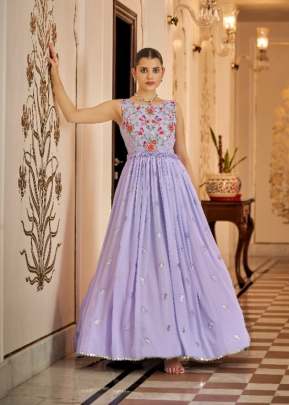 Exclusive Sequence Embroidered Work Anarkali Gown Lavender Color DN 1473