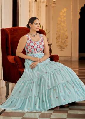 Exclusive Sequence Embroidered Work Anarkali Gown Sky Blue Color DN 1474