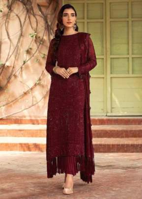 Exclusive Trending Heavy Faux Georgette With Embroidery Sequence Work Pakistani Suit Maroon Color DN 1006