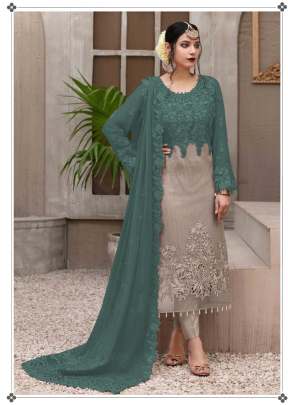 Exclusive Trending Heavy Faux Georgette With Embroidery Sequence Work Pakistani Suit Casual Blue Color DN 9109