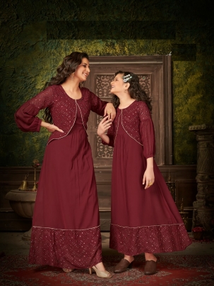 Fancy Designer Combo Kurtis Me And Mom Vol 4 Maroon