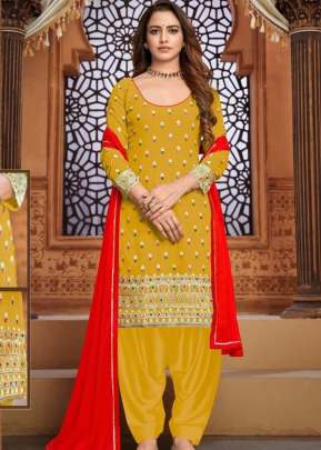 Fancy Designer Embroidery Patiala Suit DN 1201 Yellow