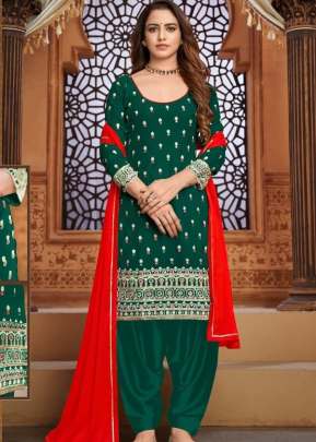 Fancy Designer Embroidery Patiala Suit DN 1201 Bottle Green