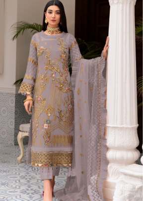 Fancy Designer Faux Georgette Embroidery Work Pakistani Suit Mist Pink Color DN 106