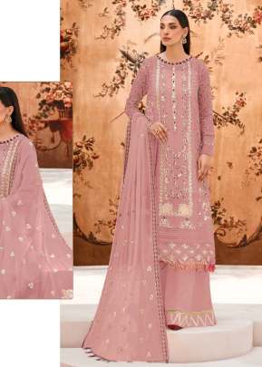 Fancy Designer Georgette Heavy Embroidery Work Pakistani Suit Pink Color R DN 557 NX