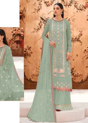 Fancy Designer Georgette Heavy Embroidery Work Pakistani Suit Light Pista Color R DN 557 NX